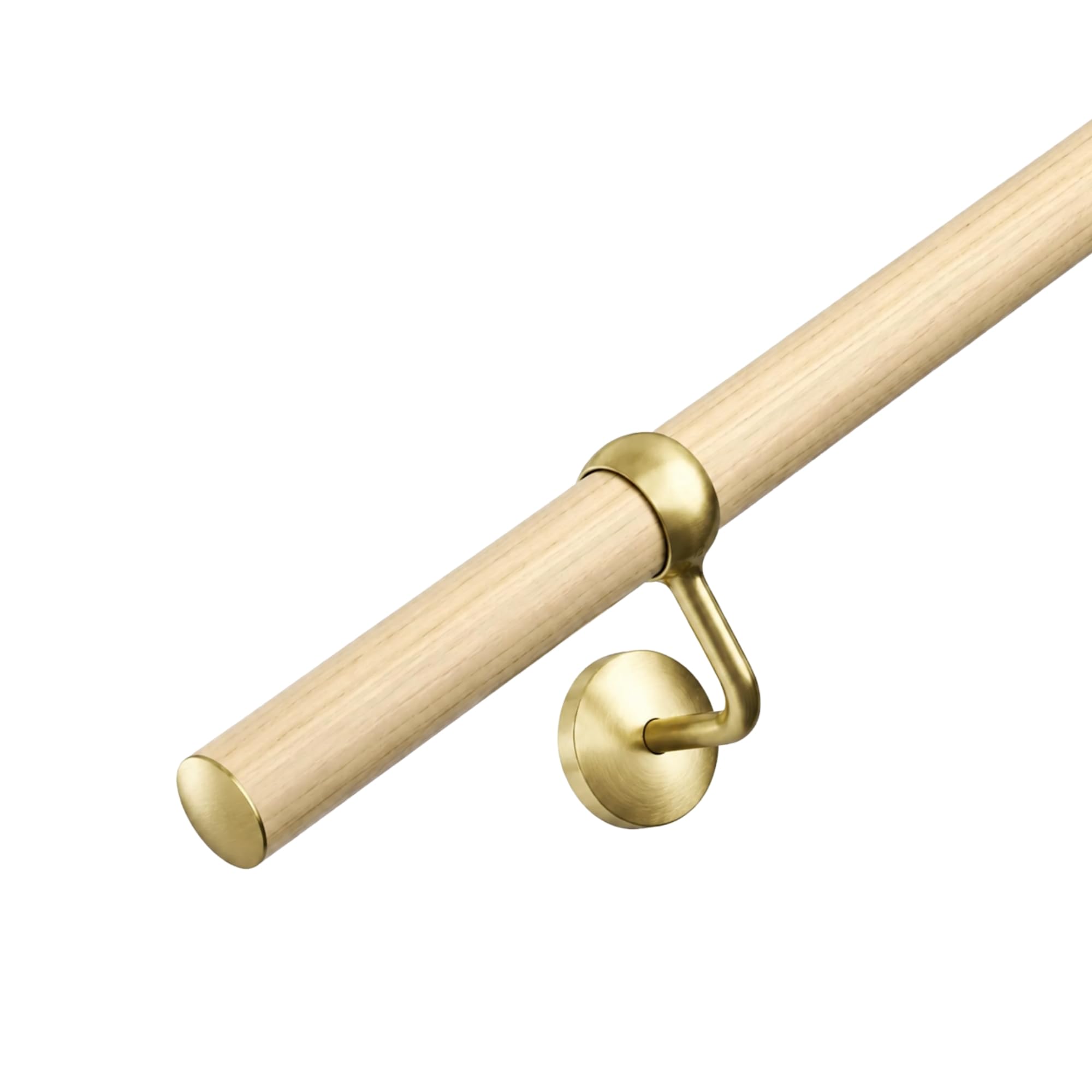 4.8m Wood Effect Banister Stair Handrail Kit - Nordic Pine & Brass