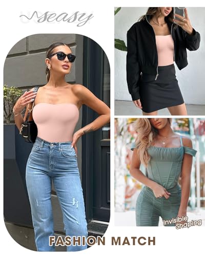 Image of Strapless Body Shaper Tummy Control for Women Thong Seamless Body Suit Shapewear Strapless Bodysuit Shapewear