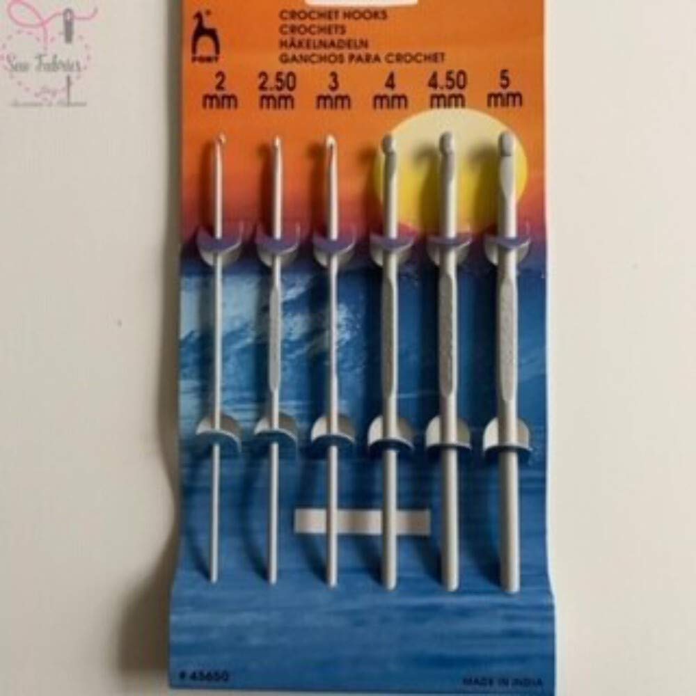 PONY P45650 SET 6 ALUMINIUM CROCHET HOOKS 2mm to 5mm