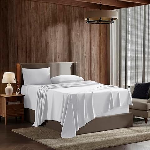 Nestl Queen Sheet Set - 4 Piece Bed Sheets for Queen Size Bed, Deep Pocket, Hotel Luxury, Extra Soft, Breathable and Cooling, White Queen Size Sheets Cover