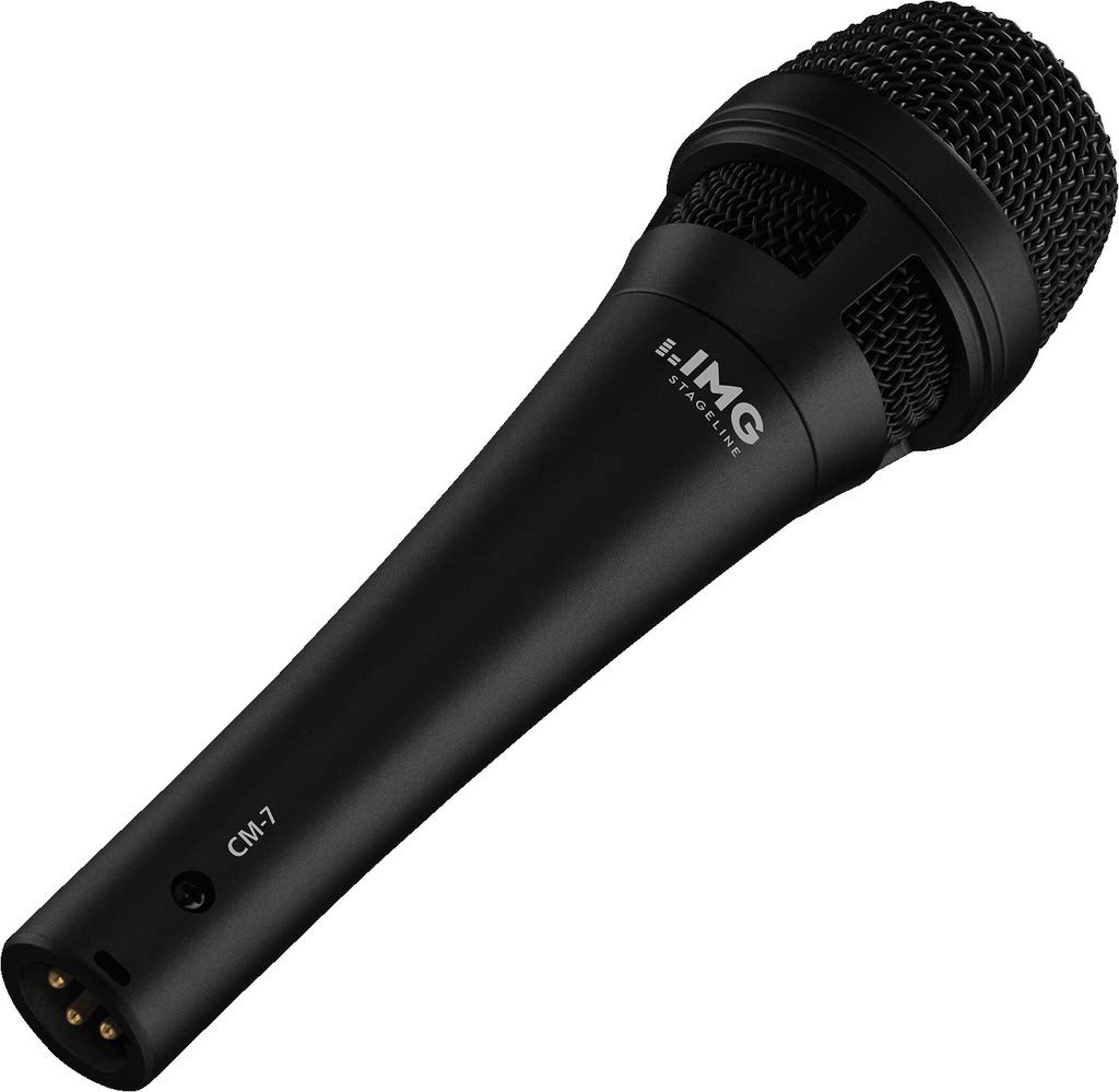 IMG STAGELINE cm-7 Kondensator-Mikrofon für Studio- und Live-Anwendungen, Gesangs-Verstärker mit Metallgehäuse inkl. Mikrofon-Halter, Adapterschraube und Mikrofon-Tasche, in Schwarz