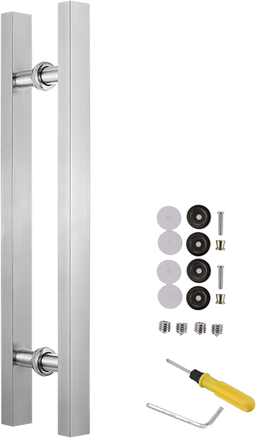 DFGHNBVC Modern Double Sided Push Pull Bar Handle For Sliding Doors, Rustproof Stainless Steel, 50-120Cm Length, Ideal For Barn, Office, Glass, Front Doors - Silver Finish,Silver-80Cm/31 1/2