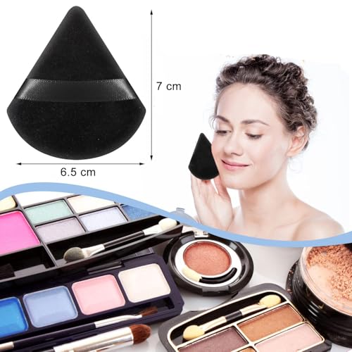 Image of INOVERA (LABEL) 6 Pieces Powder Puff Face Makeup Sponge - Loose Foundation Blending Sponges Set - Triangle Shape Beauty Blender Tool for Wet & Dry Powders (Black)