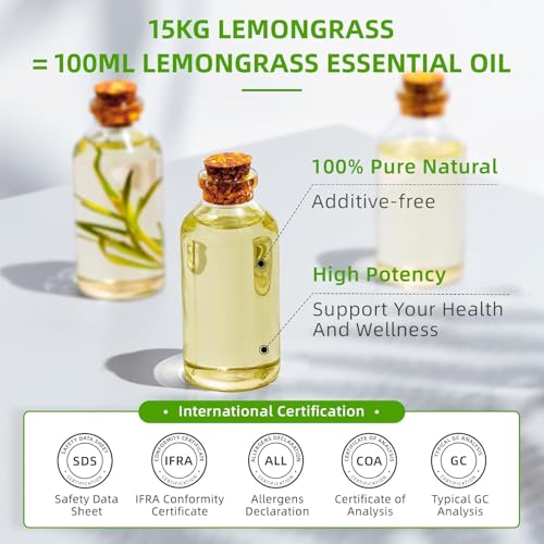 Image of HIQILI 16 Fl Oz Lemongrass Essential Oil, 100% Pure Natural Undiluted for Diffuser, Hair