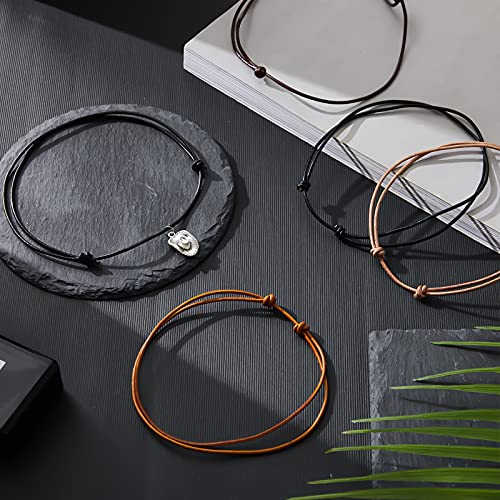 5 Pieces Leather Necklace Cord Choker With Clasp Sturdy Double Knotted Cord Necklace Adjustable Rope Chain Minimalist Jewelry For Women Men #TOP6