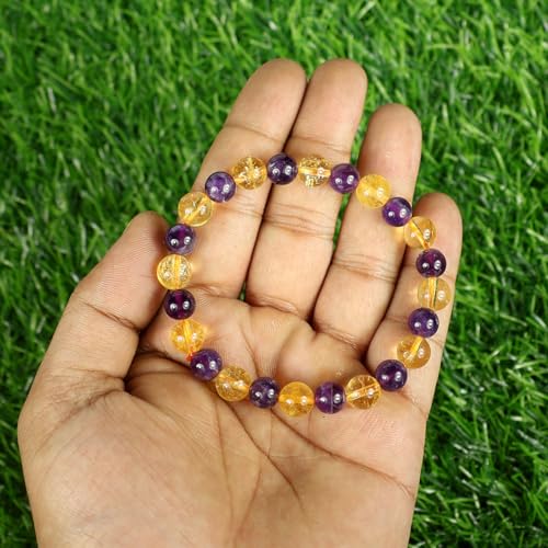 Image of Reiki Crystal Products Natural Crystal Stone 8 mm Round Bead Bracelet for Men & Women | Stretchable Gemstone Bracelet for Meditation, Yoga, Reiki & Daily Wear