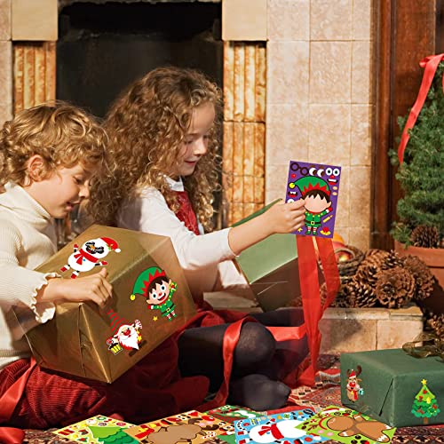 36 Sheets Christmas Party Games Sticker, Make Your Own Gnome Gingerbread Man Snowman Reindeer Face Christmas Character Stickers, Mix And Match Sticker Sheets Christmas Crafts Activities Sticker For Kids Boys Girls Winter Holiday Christmas Party Favors #TOP4