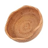 POPETPOP Cesta Redonda de Ratán para Pan y Frutas Diseño Artesanal Duradero Organizador Natural para Cocina y Almacenamiento Versátil Mediano