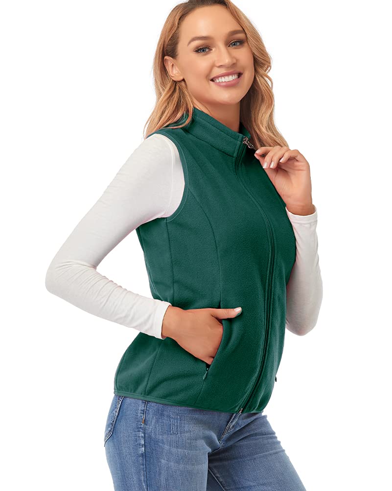 fuinloth Gilet in pile da donna,Termico Senza Maniche Elegante Collare Eretto con Zip e Tasca