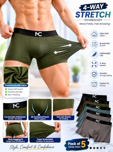 Image of Men's Boxer Briefs for Men Pack of 5 | Soft Stretchable Trunks with Elastic Waistband | Comfortable Breathable Innerwear, Sports & Gym