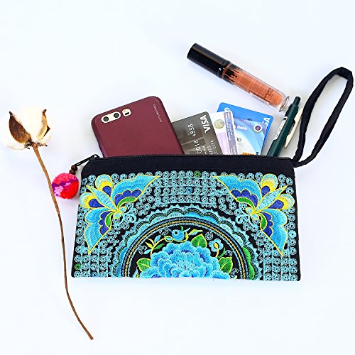 Sabai Jai - Smartphone Wristlet Bag - Handmade Embroidered Boho Clutch Wallets Purses #TOP1