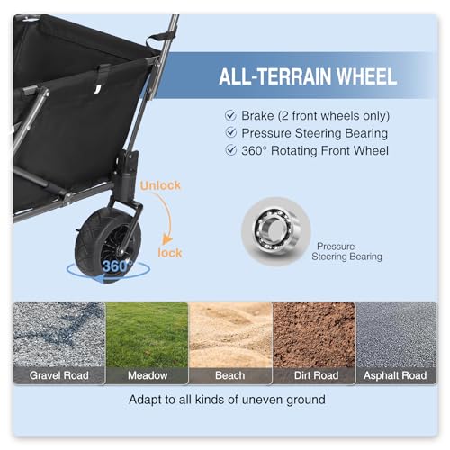 REDcamp Faltbarer Hundewagen mit ausziehbarem Hinterende, sehr robust, 134 Liter, Campingwagen mit Rädern für Sport und Shopping