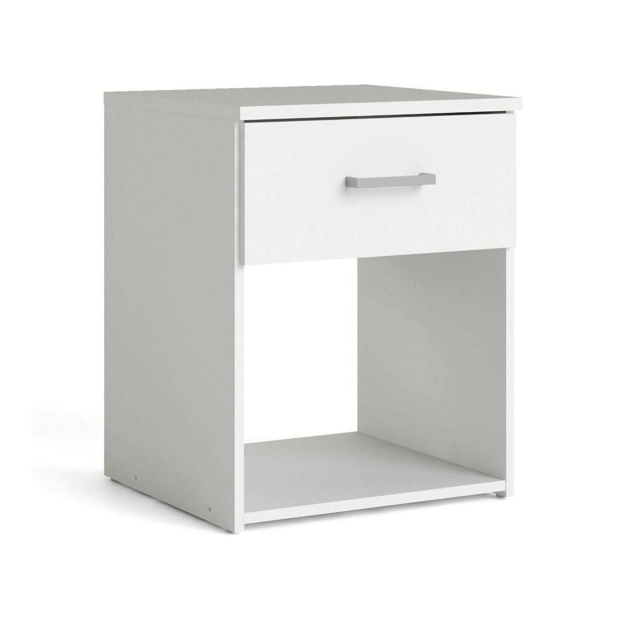 Dmora Comodino 35.95x37.6x47.5h cm Bianco Un Cassetto Apertura Scorrevole, Chiusura Scorrevole