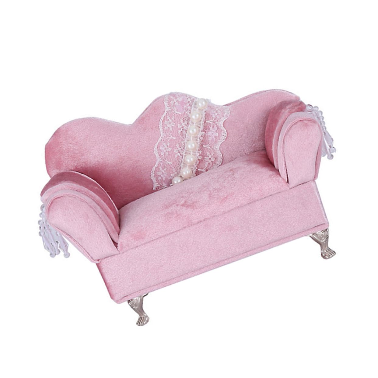Organisateur colliers et bagues compact en velours rose ORFOFE