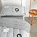 Flysheep 4 Piece Gray Grey Toddler Bedding Set with Multi Animals Printed for Baby Boys - Includes Quilted Comforter, Flat Sheet, Fitted Sheet & Pillow Case, Soft & Comfortable Microfiber