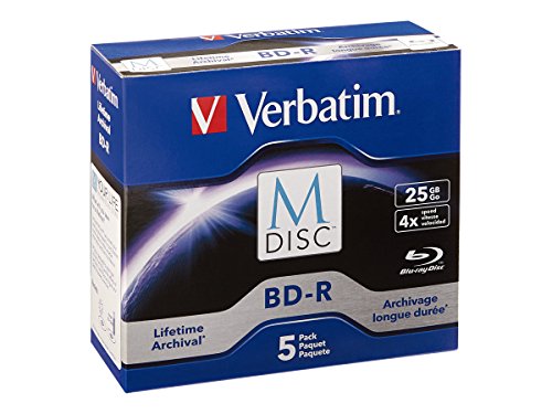 Image of Verbatim M-Disc BD-R 25GB 4X with Branded Surface - 5pk Jewel Case - 98900