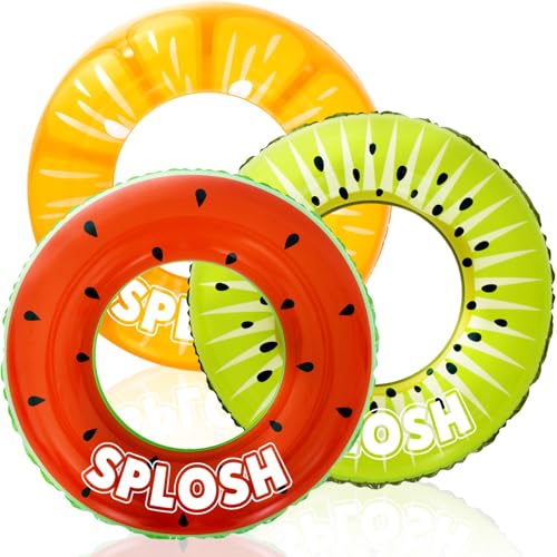 Splosh Inflatable 90cm Rubber Rings Set of 3 Fruit Swimming Ring Pool Toys