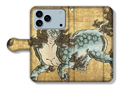手帳型 iPhone17 Pro Max互換 スマホケース 【日本の名画】 琳派 ☆日本画☆ 江戸 和 絵画 芸術 アート art (狩野山楽 唐獅子図屏風)