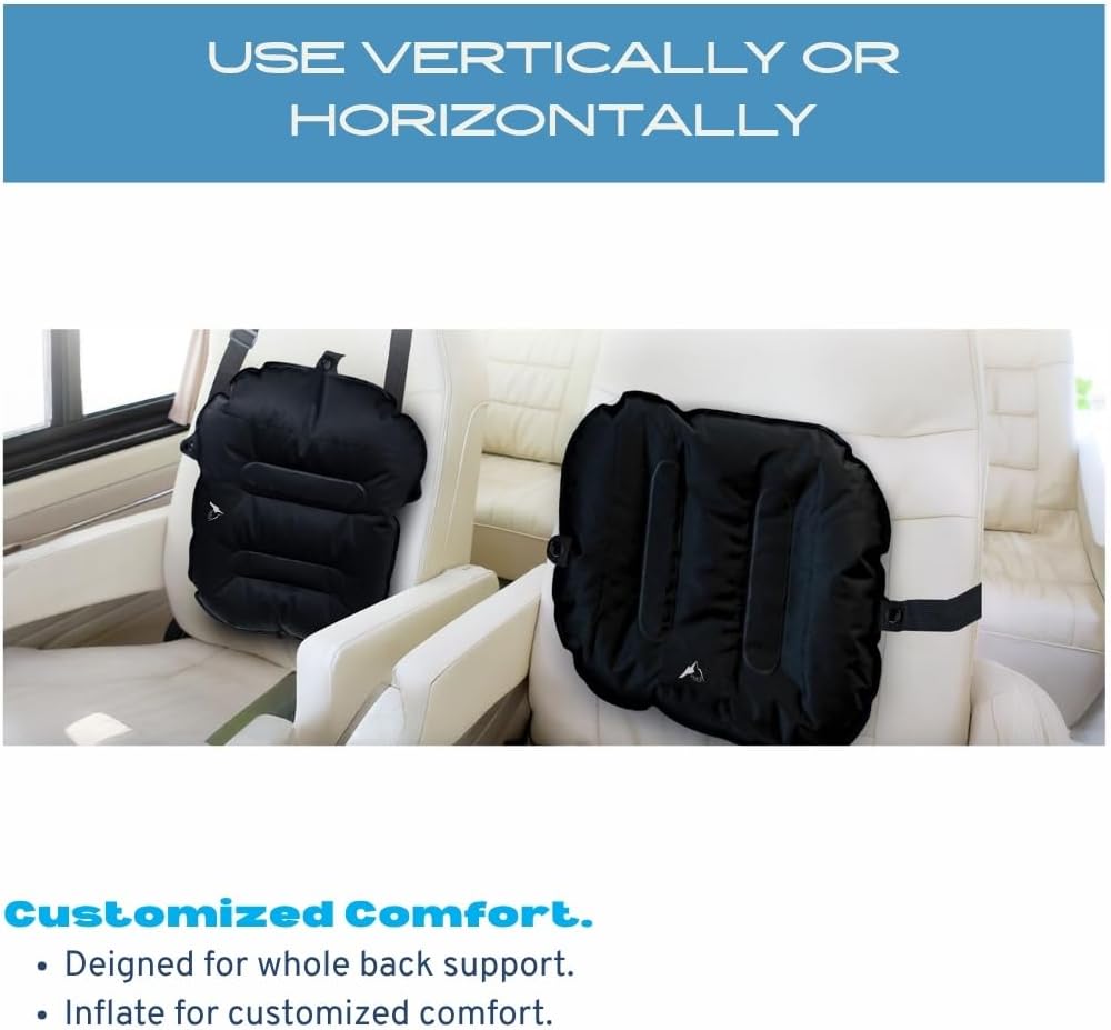 Lumbar Pillow - Inflatable Lumbar Pillow for Airplane Travel - Ideal Back Cushion or Lumbar Support Pillow to Keep You Comfortable While Sitting - Image 4