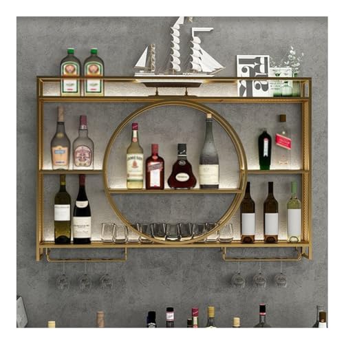 Meuble de bar flottant industriel avec porte-bouteilles pour salon convivial - 2