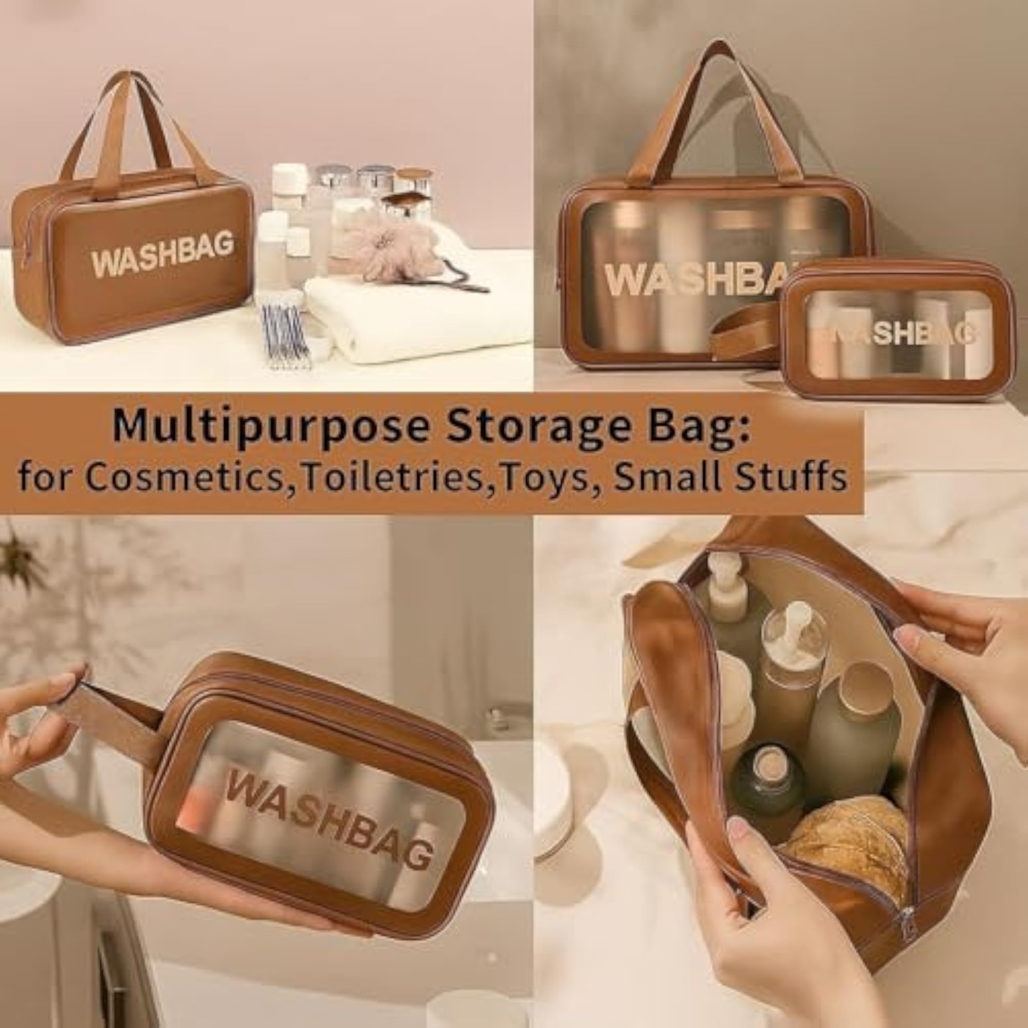 3-Piece Travel Toiletry Bag Set, Waterproof Cosmetic Organizer Pouches