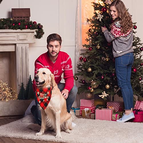 Hundehalstuch Weihnachten, 2 Stück Halstuch Hund, Hundekostüm Weihnachten, Hundebekleidung Zubehör, Hundehalstuch Bandanas, Klassisches Kariertes Hundehalstuch für Katzen Hunde