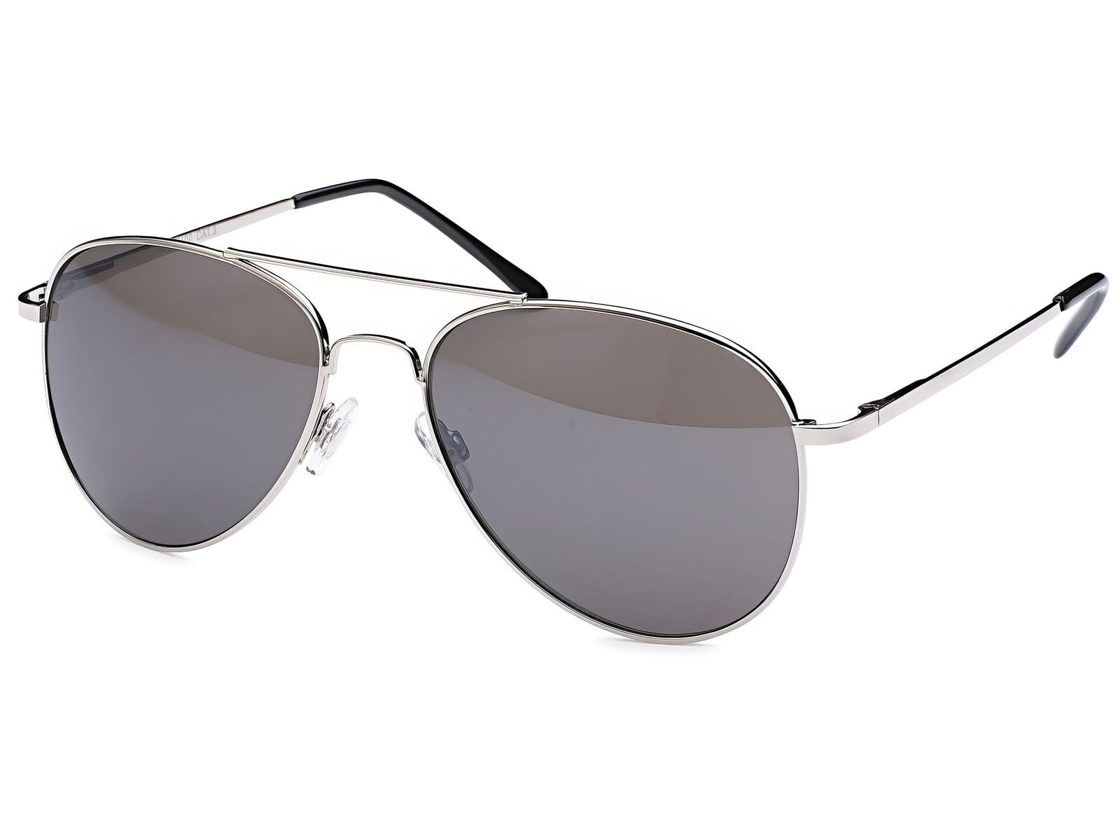 styleBREAKER Pilotenbrille Unisex Sonnenbrille; Polycarbonat Gläser; Metall Vollrand Gestell; Silber/Glas Grau