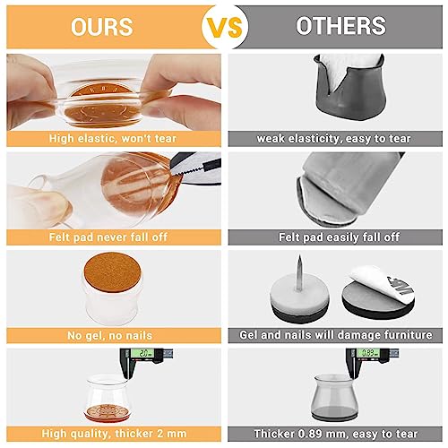 Image of 24-Pcs Extra Large Round Silicone Chair Leg Floor Protectors | Stretchy Furniture Pads & Caps Protect Hardwood Floors from Scratches & Noise and Fit Most Dining Table & Bar Stool Legs