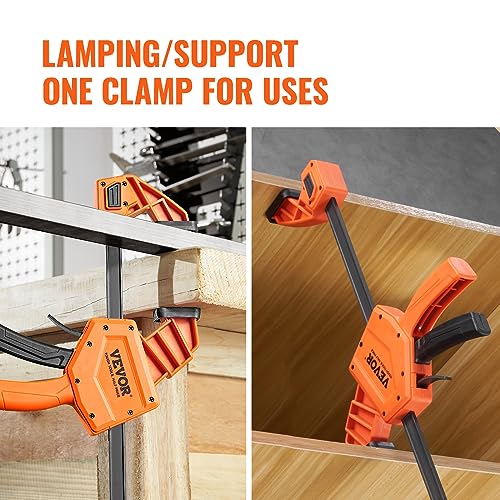 Image of VEVOR Bar Clamps for Woodworking, 2-Pack 24 inch One-Handed Clamp /Spreader, Quick-Change F Clamp with 300 lbs Load Limit, High-strength Plastic and Carbon Steel, Wood Clamps for Woodworking Metal Working