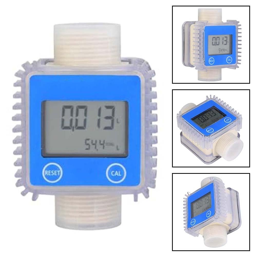 Misuratore di portata digitale K24 per olio e carburante, display LCD, dati in tempo reale, sensore di flusso d'acqua accurato per monitoraggio diesel e benzina, blu