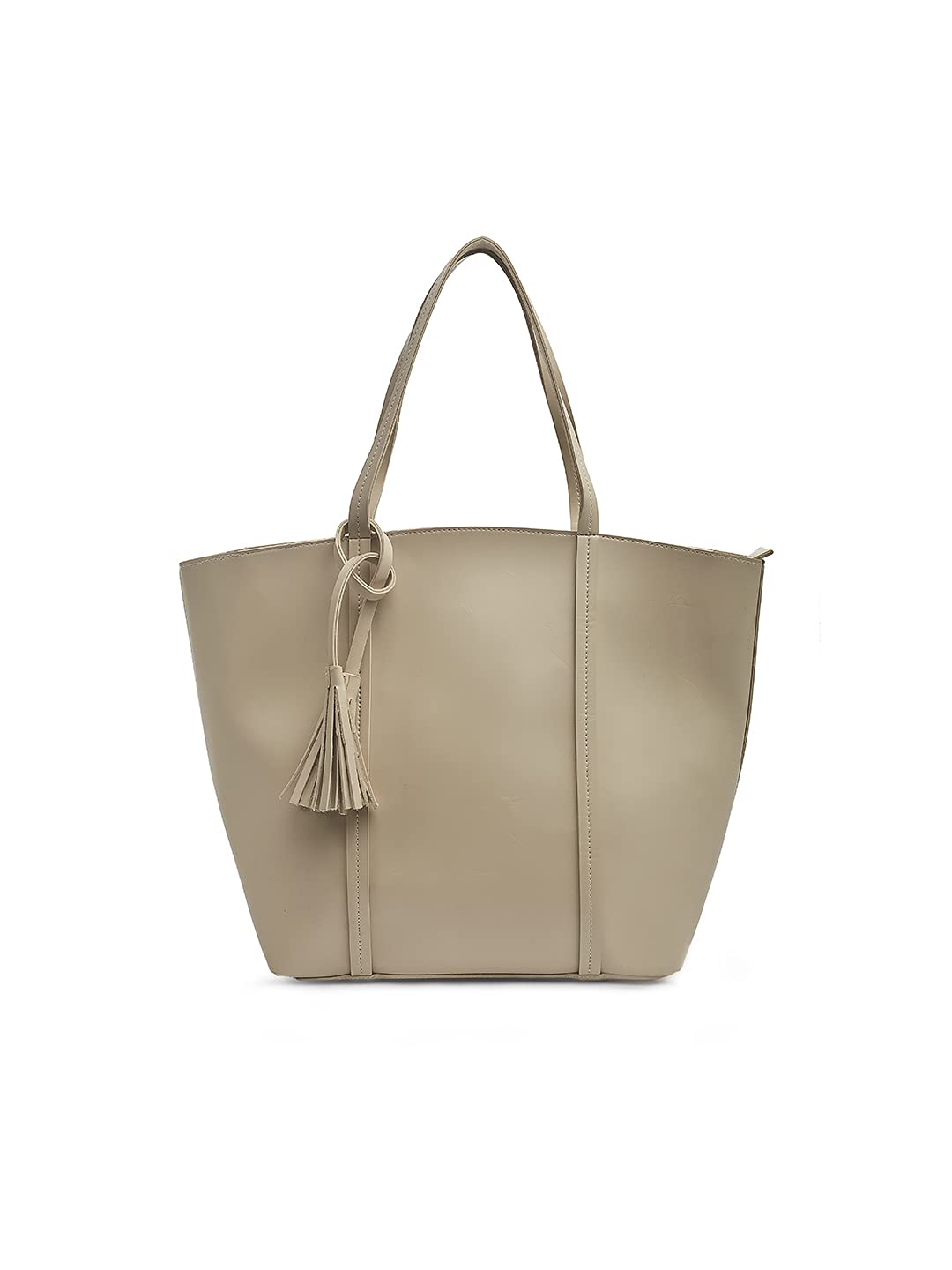 Tangerine Women's handcraft tote bag with tassel - beige