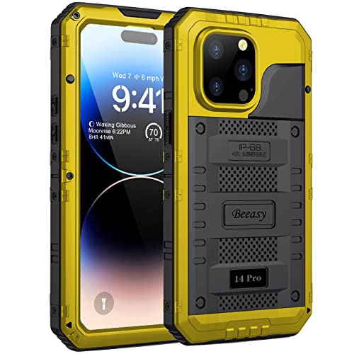 Beeasy for iPhone 14 Pro Case Waterproof Heavy Duty Shockproof Tough Metal Armour Cover Dustproof Built-in Screen Protector