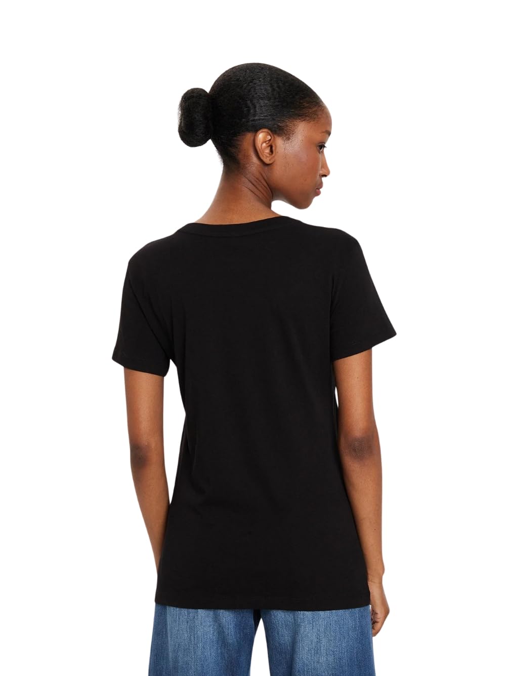 Armani Exchange T-Shirt en Coton pour Femme, Coupe régulière, Logo clouté imprimé, Noir, S