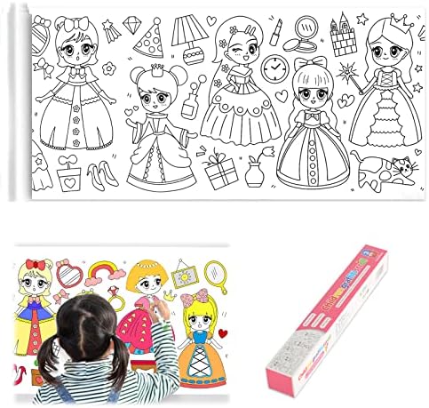 Children’s Drawing Paper Roll, 118 * 11.8 inch Coloring Paper Roll for Kids, Children’s Drawing Roll DIY Painting Drawing Color Filling Paper Educational Toys for Kids (Fairy Princess)