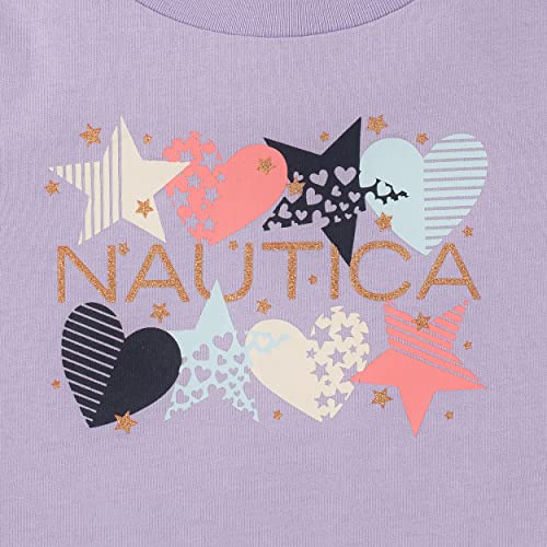 Image of Nautica Girls Short Sleeve T-Shirt with Fun Graphic Design, Cotton Tee with Tagless Interior