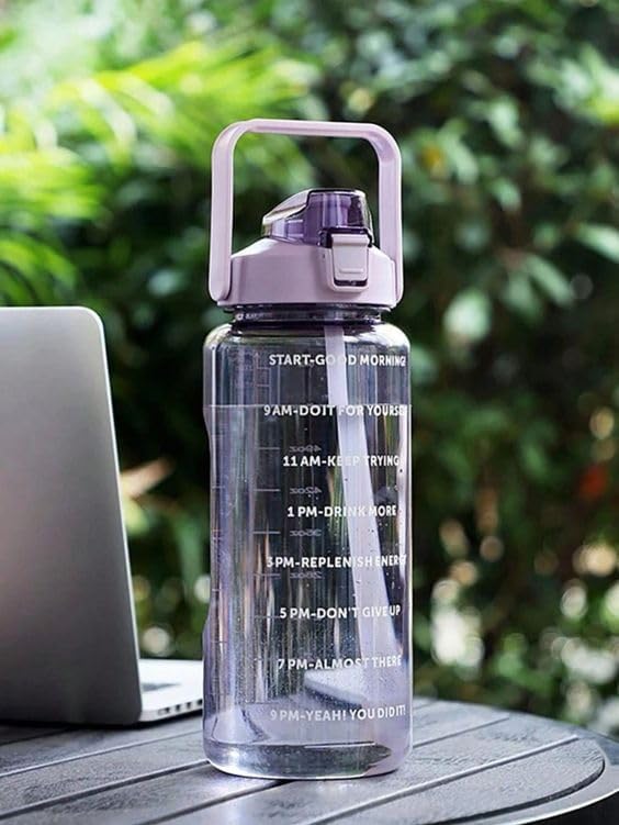 TORCHIT Plastic Transparent Water Bottle, 2000Ml Motivational Water Bottle Large Water Bottle Bpa Free, Leak Proof, Drinks Bottle For Gym,Running,Camping,Outdoor Sports (Multicolour)