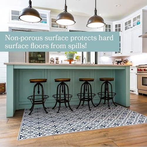 Carolina Creekhouse Vinyl Rug | Amelia (042281Cj) | Vinyl Floor Mat | Vinyl Floor Covering | Vinyl Carpet | Vintage | Decorative | Waterproof | Eco-Friendly | Non-Slip | 6'X8'| Red #TOP6