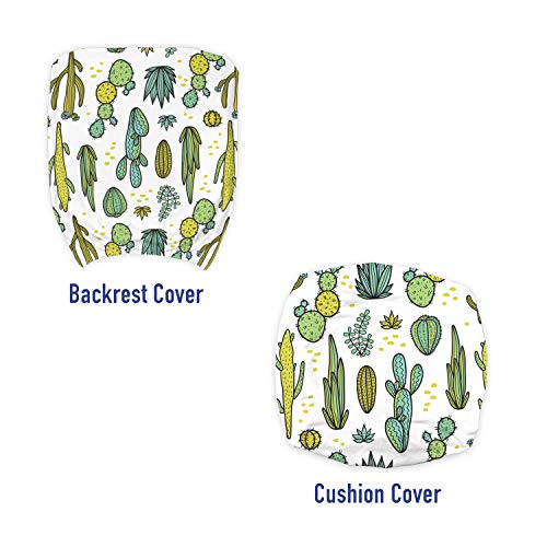 Ambesonne Cactus Office Chair Slipcover, Hand Draw Foliage Pattern Botanical Inspired Floral Tropical Elements, Protective Stretch Decorative Fabric Cover, Standard Size, Reseda Green #TOP2