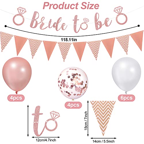 16Pcs Hen Party Decoration Set, Bride To Be Letter Banner, Triangular Banner, 14 Latex Balloons for Bridal Shower Wedding - Image 2