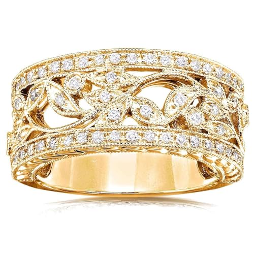 Kobelli Vintage Style Diamond Fashion Floral Band 1/4 CTW in 14K Yellow Gold3
