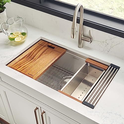 Ruvati RVH8300 32-Inch Workstation Ledge Undermount 16 Gauge Stainless Steel Kitchen Sink Single Bowl thumb #1