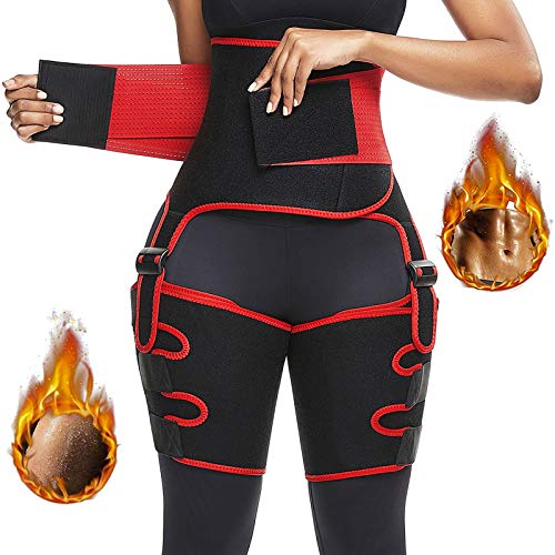 SOFISO 3 in 1 High Waist Thigh Trainer for Women Weight Loss,Thigh Trimmer,Butt Lifter,Work Belt for Women,Red,S/M