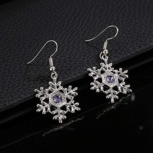 Christmas Snowflake Earrings for Women Winter Crystal Snowflake Drop Dangle Earrings Christmas Festive Gift for Women - Image 6