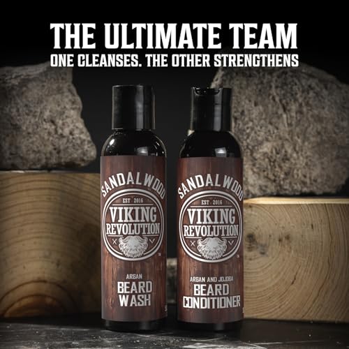 Viking Revolution Ultimate Conditioner for Men's Beard Grooming - Softens, Smoothes and Soothes Beard Itch- Contains Wash, Conditioner, Oil, Balm and Comb- Sandalwood Scent - Image 3
