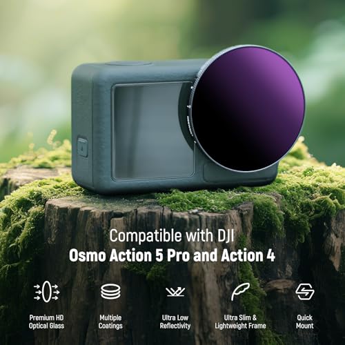 Image of NEEWER Variable ND Filter Compatible with DJI Osmo Action 5 Pro & Action 4, ND64-256 (6-8 Stops) Screw On Neutral Density Lens Filter Multicoated HD Optical Glass Action Camera Accessories