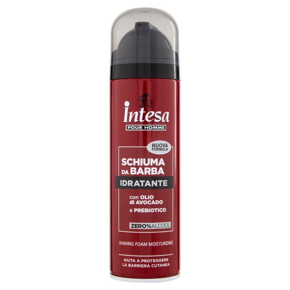 INTESA POUR HOMME | Schiuma da Barba, Idratante, con Olio di Avocado e Prebiotico, 300 ml