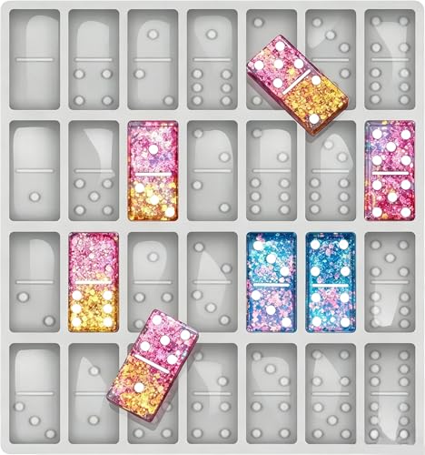 Professional Domino Molds for Resin Casting Jumbo Domino Molds for Resin Casting Double 6 Dominoes Mold Shiny & No Scratches & Durable 8.86 x 9.25 x 0.39 inch 230g (New Version