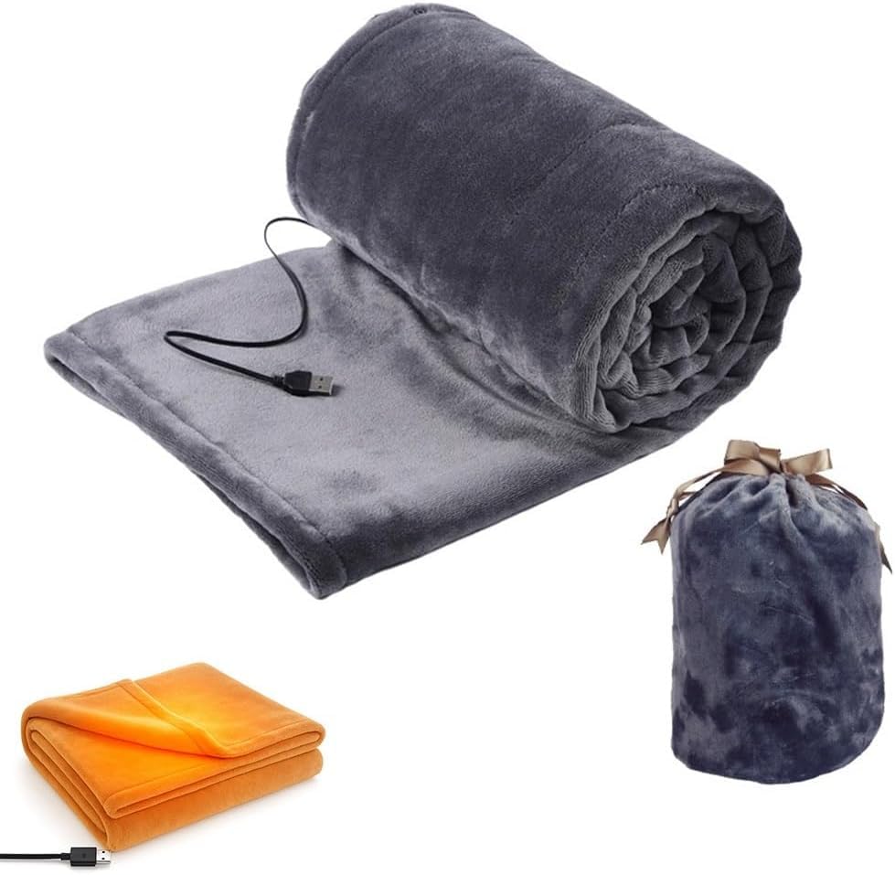 Cordless Electric Heated Blanket USB Rechargeable Heated Blanket Portable Electric Throw Shawl Wrap for Home Office Car Camping Travel Soft Warming Throw Blankets