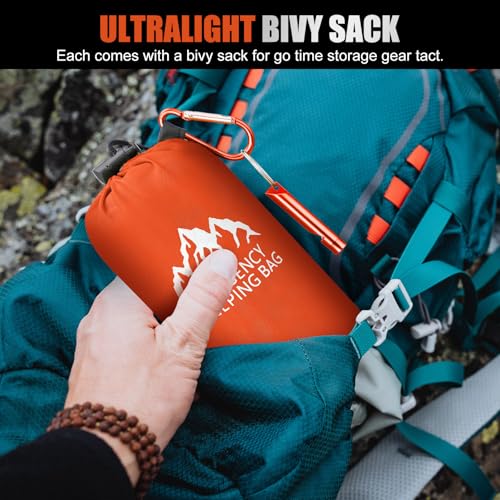 Oudain 6 Pzs Bolsa de Dormir de Emergencia XL Impermeable Bivy Sack con Silbato miniatura 6