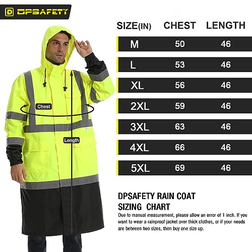 Image of Reflective Rain jackets for men waterproof,Hi Vis Rain Coat With 3M Reflective Strips，High Visibility Class 3 Rain Gear With 2 large pockets，Zipper,Black Bottom Lime,Small